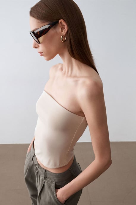 Damen Strapless Crop Bandeau Top - Image 3