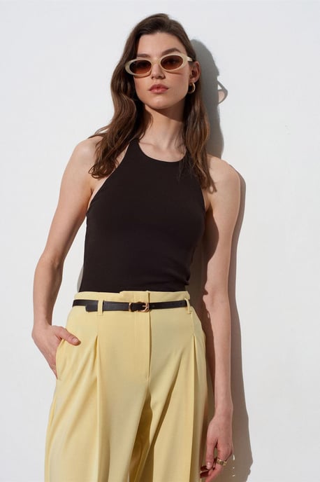 Schlanke Passform Halterneck Jersey Bluse - Image 4