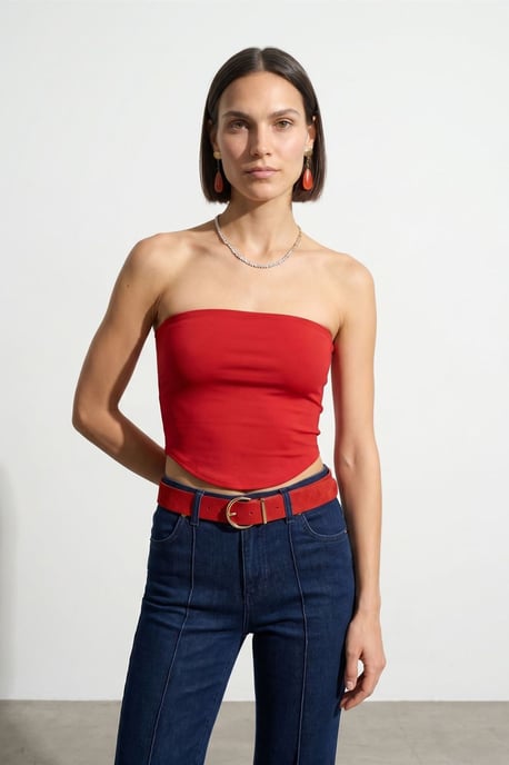 Damen Strapless Crop Bandeau Top - Image 3