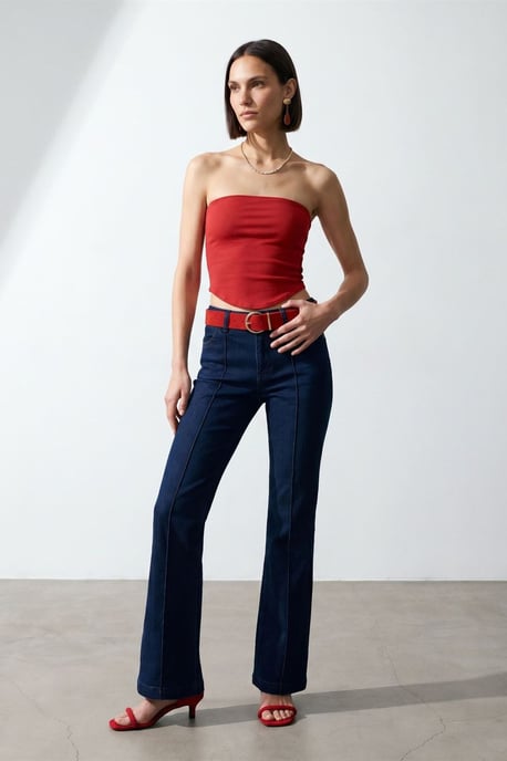 Damen Strapless Crop Bandeau Top - Image 4