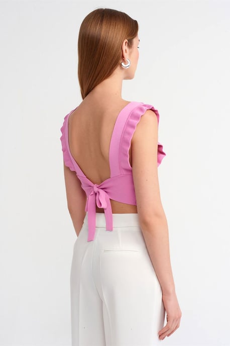 Taillierte ärmellose Crop-Bluse mit Bindeband vorne - Image 2