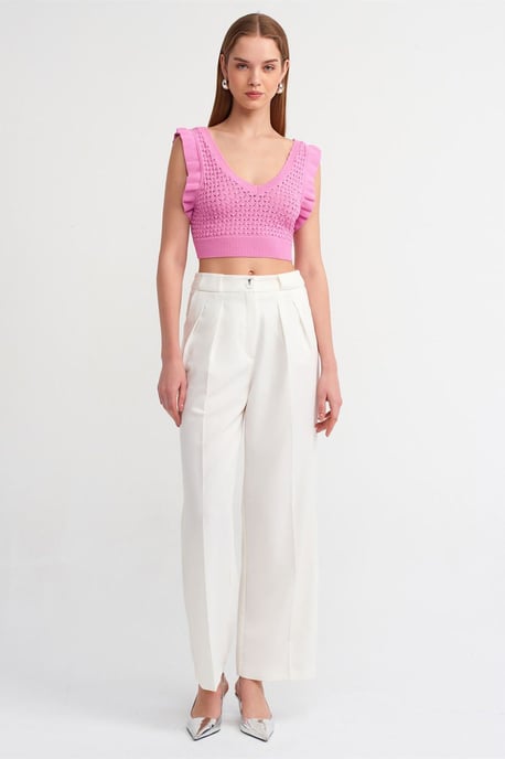 Taillierte ärmellose Crop-Bluse mit Bindeband vorne - Image 3