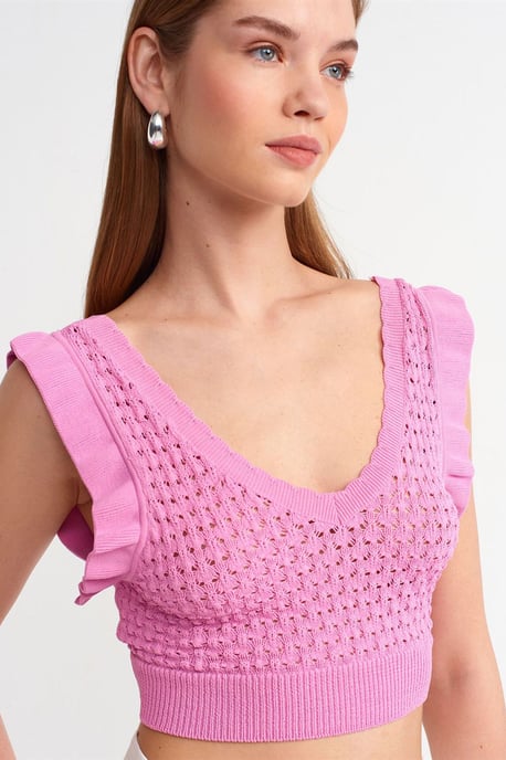 Taillierte ärmellose Crop-Bluse mit Bindeband vorne - Image 4