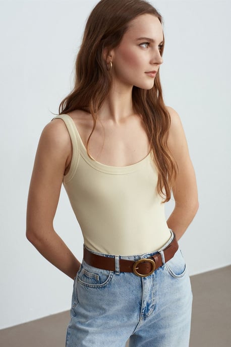 Ärmelloser gerippter Baumwollmischung Body - Image 1