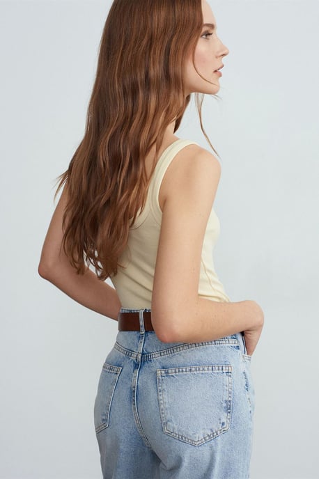 Ärmelloser gerippter Baumwollmischung Body - Image 2