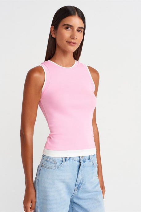 Ärmellose gerippte Baumwollbluse - Image 1