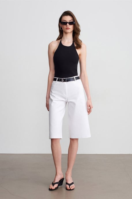 Schlanke Passform Halterneck Jersey Bluse - Image 4