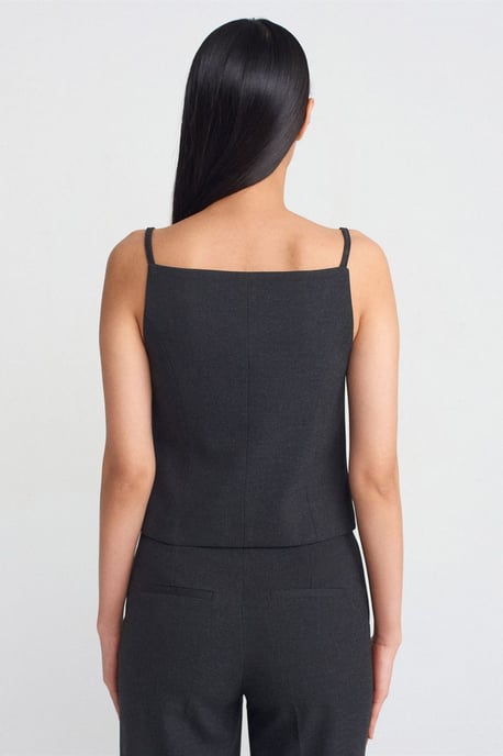 Ärmellose Crepe-Bluse mit Quadrat-Ausschnitt - Image 2