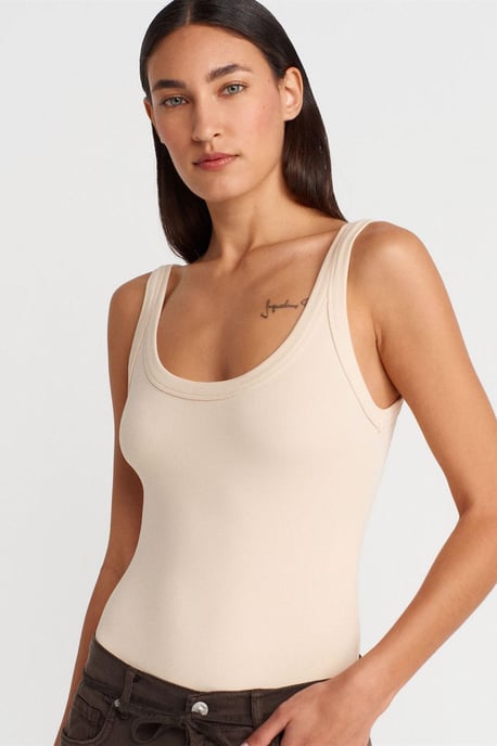 Ärmelloser gerippter Baumwollmischung Body - Image 1