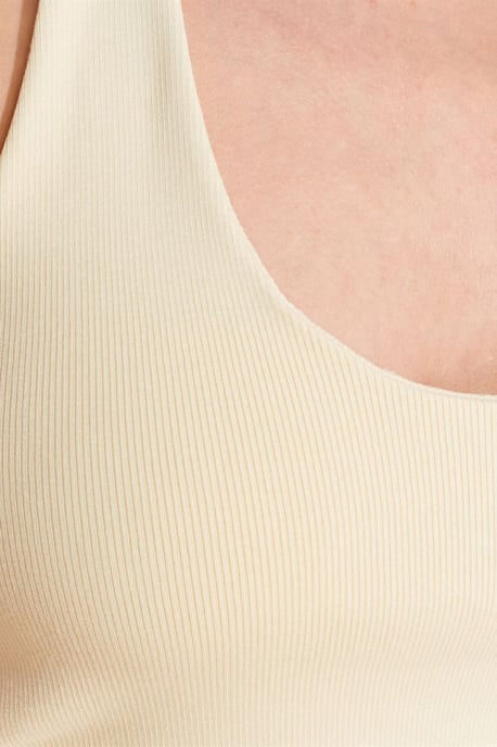 Gerippte Halsbandfreie ärmellose Bluse - Image 4