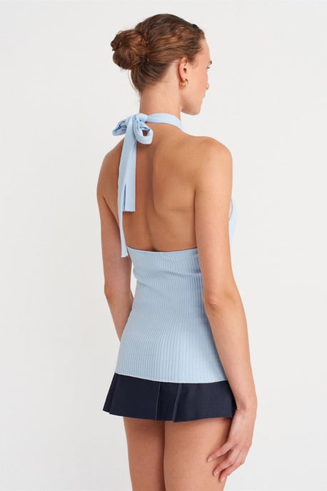 Gerippte Halterneck Slim-Fit Bluse - Image 2