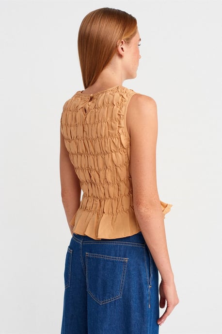 Damen Crop-Bluse mit Rundhalsausschnitt und Knöpfen - Image 2