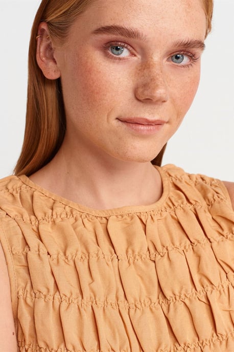 Damen Crop-Bluse mit Rundhalsausschnitt und Knöpfen - Image 3