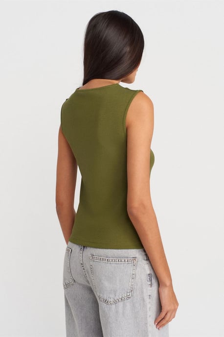 Rippenshirt Ärmellos mit Knopfleiste - Image 2