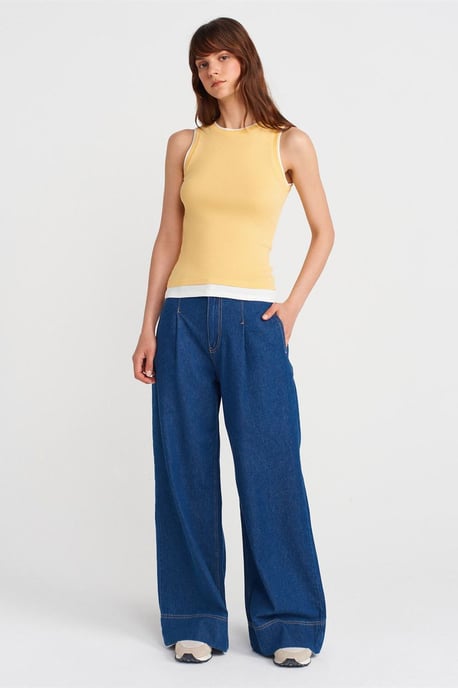 Ärmellose gerippte Baumwollbluse - Image 4