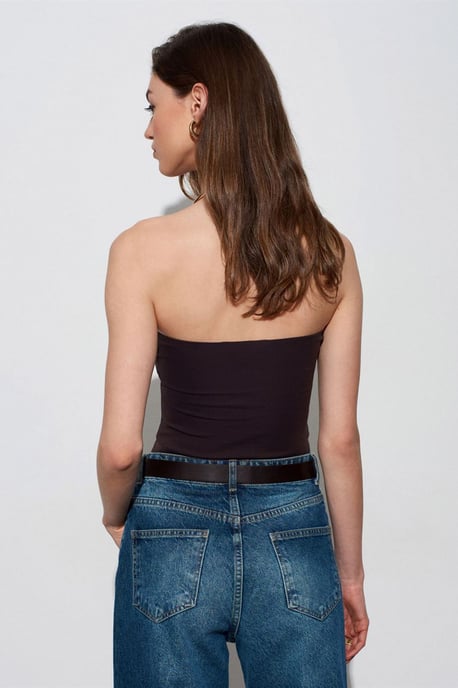 Trägerlose Slim-Fit-Jersey-Bluse - Image 2