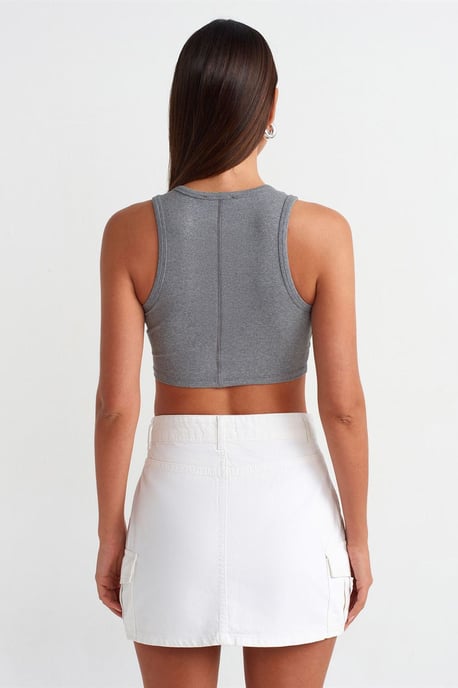 Damen geripptes ärmelloses Crop Top - Image 2
