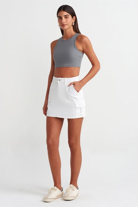 Damen geripptes ärmelloses Crop Top - Image 3