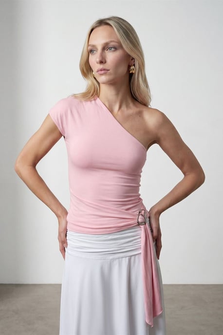 Slim Fit Off-Shoulder-Jerseybluse mit Bindedetail - Image 1