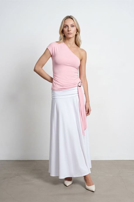 Slim Fit Off-Shoulder-Jerseybluse mit Bindedetail - Image 4