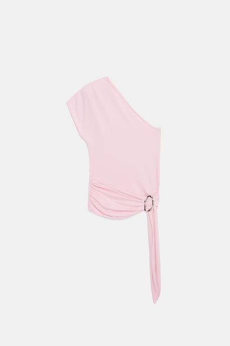 Slim Fit Off-Shoulder-Jerseybluse mit Bindedetail - Image 5