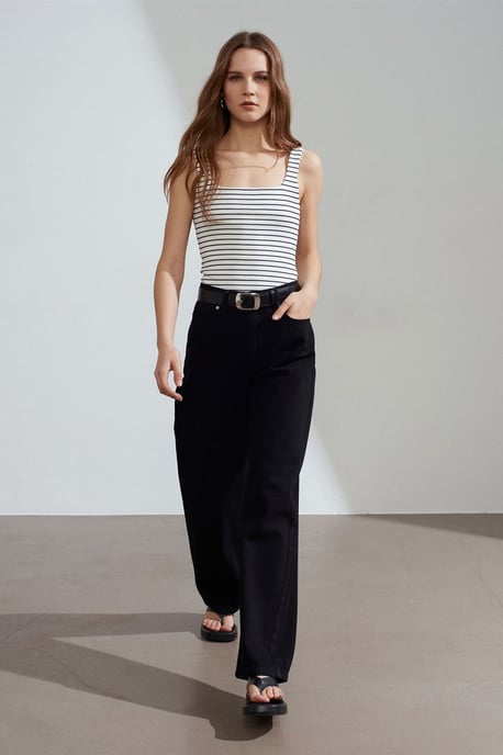 Gestreifte Rippstrick ärmellose Cami-Bluse - Image 4