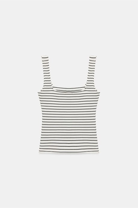Gestreifte Rippstrick ärmellose Cami-Bluse - Image 5