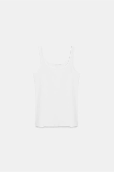 Dilvin Ärmellose Slim-Fit-Jersey-Bluse - Weiß - Image 5
