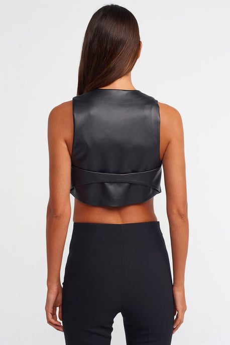 Kunstleder Ärmellose Cropped-Bluse - Image 2