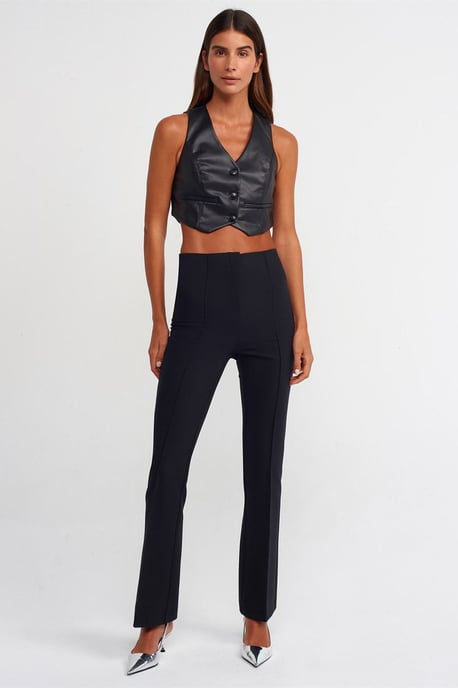Kunstleder Ärmellose Cropped-Bluse - Image 3