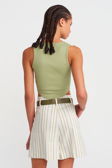 Damen Ripp-Crop-Bluse mit Knöpfen - Image 2