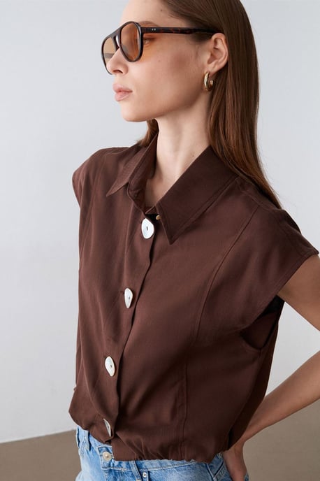 Ärmellose Tencel-Crepe-Bluse - Image 4