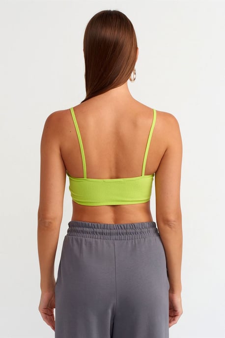 Rippstrick V-Ausschnitt Cropped Bralet Top - Image 2