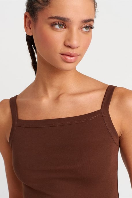 Rippstrick-Baumwoll-Cami-Bluse mit rechteckigem Ausschnitt - Image 3