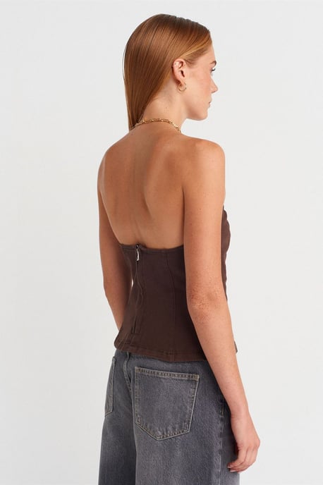 Trägerlose Taillierte Peplum-Bluse - Image 2