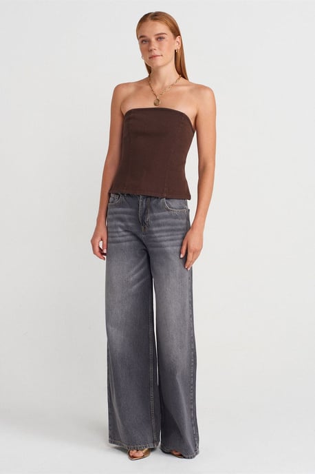 Trägerlose Taillierte Peplum-Bluse - Image 4