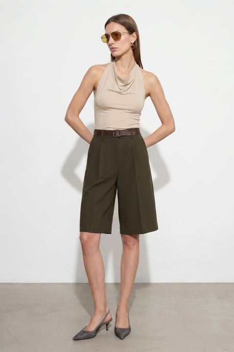 Ärmellose Bluse mit Schlauchkragen und Bindegürtel - Image 3