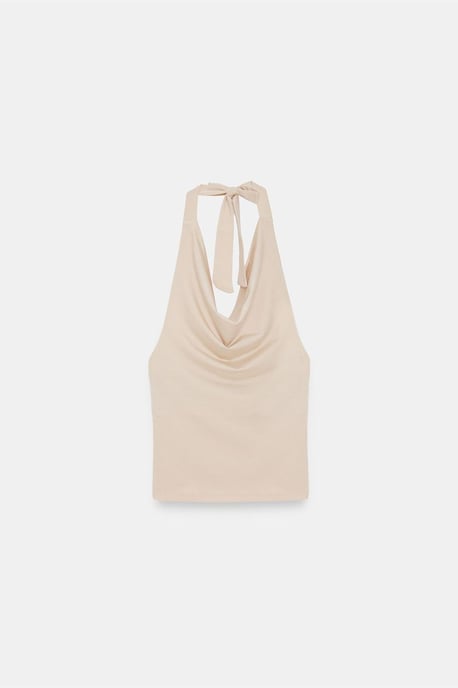Ärmellose Bluse mit Schlauchkragen und Bindegürtel - Image 5