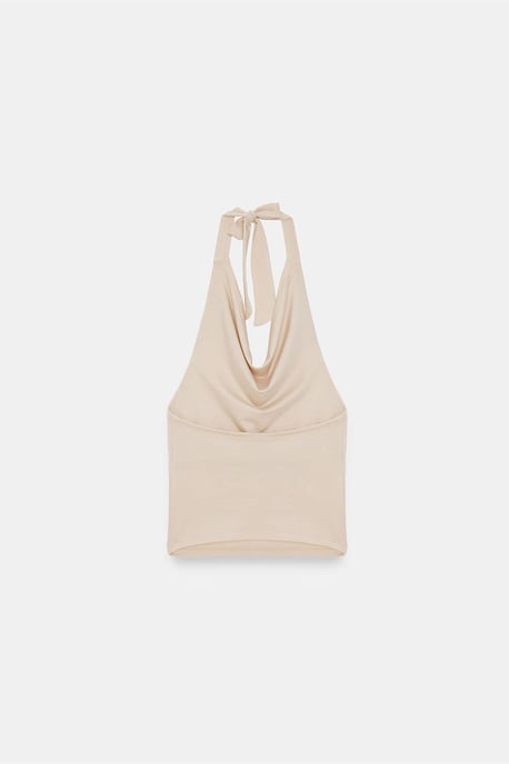 Ärmellose Bluse mit Schlauchkragen und Bindegürtel - Image 6