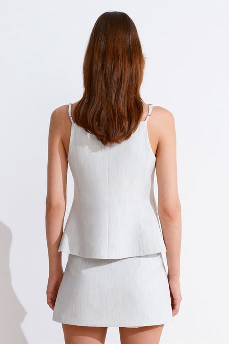 Ärmellose Bluse mit quadratischem Ausschnitt und Knöpfen - Image 2