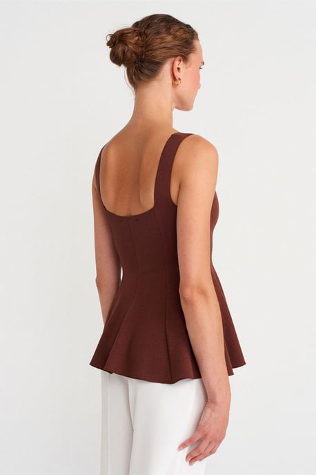 Ärmellose Ripp-Peplum-Bluse - Image 2
