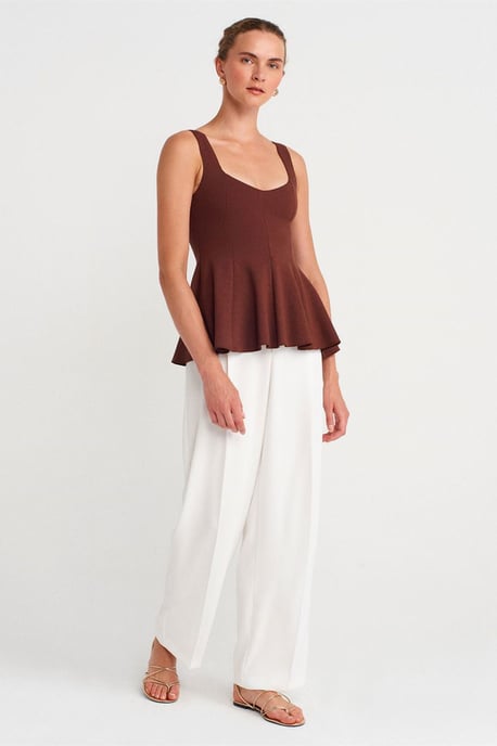 Ärmellose Ripp-Peplum-Bluse - Image 4