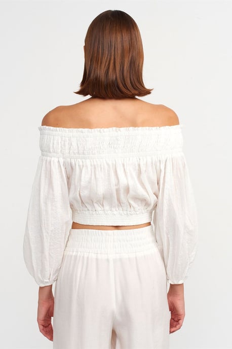 Schulterfreie Crop-Bluse - Image 2