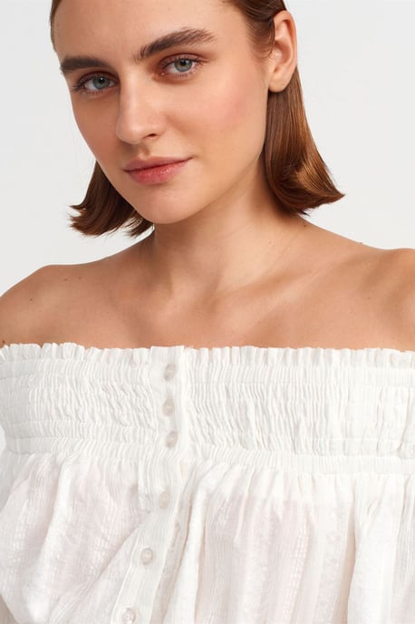 Schulterfreie Crop-Bluse - Image 3