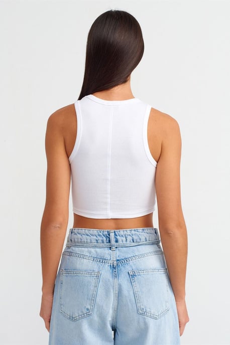 Damen Rippstrick Herzbesticktes Crop-Top - Image 2