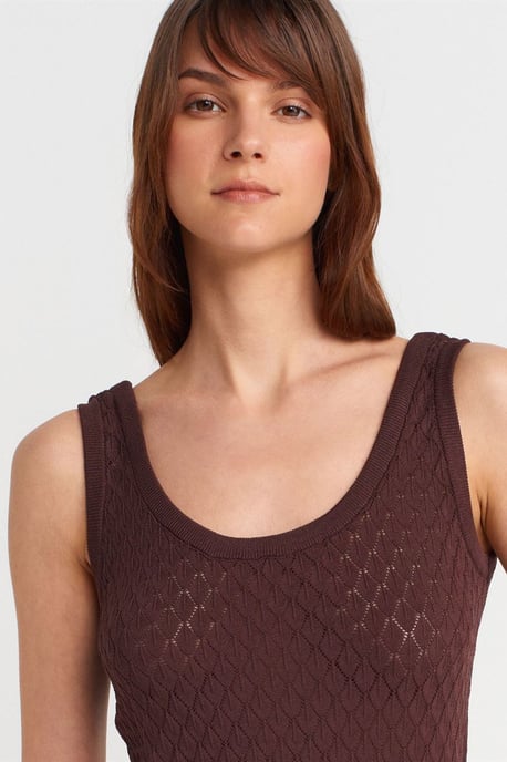 Strukturierte Rippen-Ärmellose Bluse - Image 3