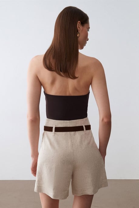 Ärmellose Bluse mit Knoten und Cowl-Neck - Image 2