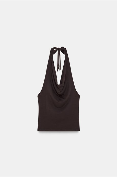 Ärmellose Bluse mit Knoten und Cowl-Neck - Image 6