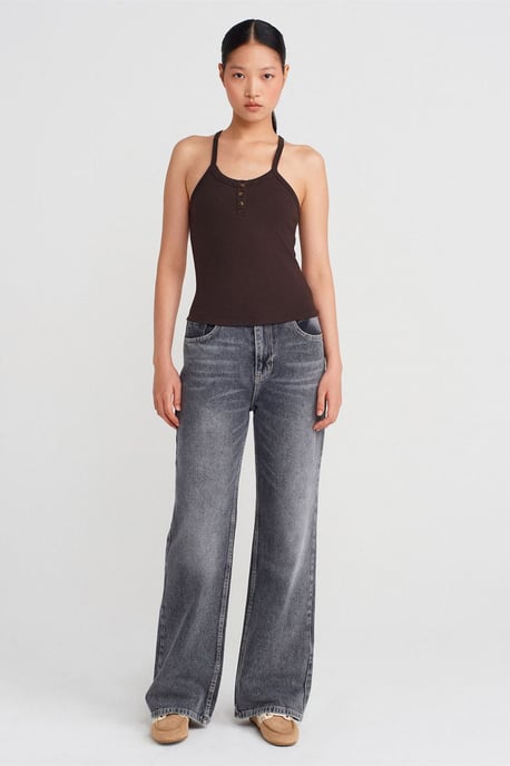 Schmale Passform Rippstrick Cami-Bluse - Image 3