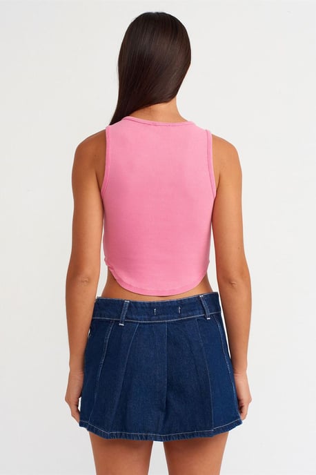 Damen Rippstrick-Crop-Bluse mit Knöpfen - Image 2